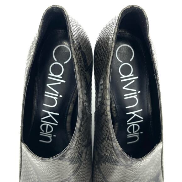 Calvin Klein Nastassia Stiletto Heels Size 8 Black & Gray Animal Print Peep Toe - Picture 9 of 16